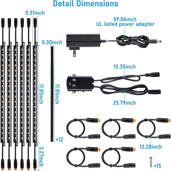 TORCHSTAR LED Safe Lighting Kit 3CCT, 12 Inch Linkable Light Bars, Motion Sensor - Image 8