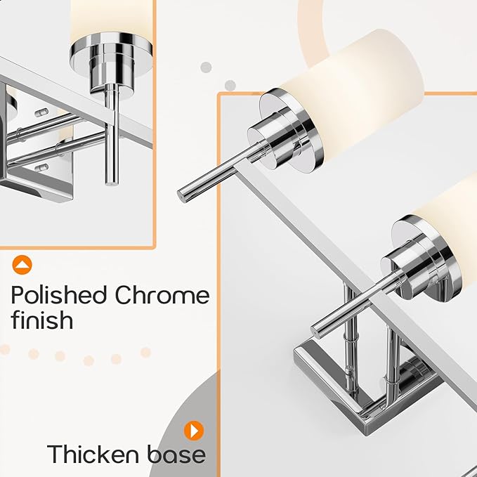 Bathrom Light Fixtures Polished Chrome 3 Vanity Lights - Image 7