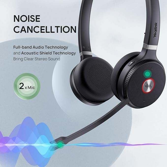 Yealink WH62 Dual UC DECT Wireless Headset, 525 ft Long Range, Work Headphones - Image 3