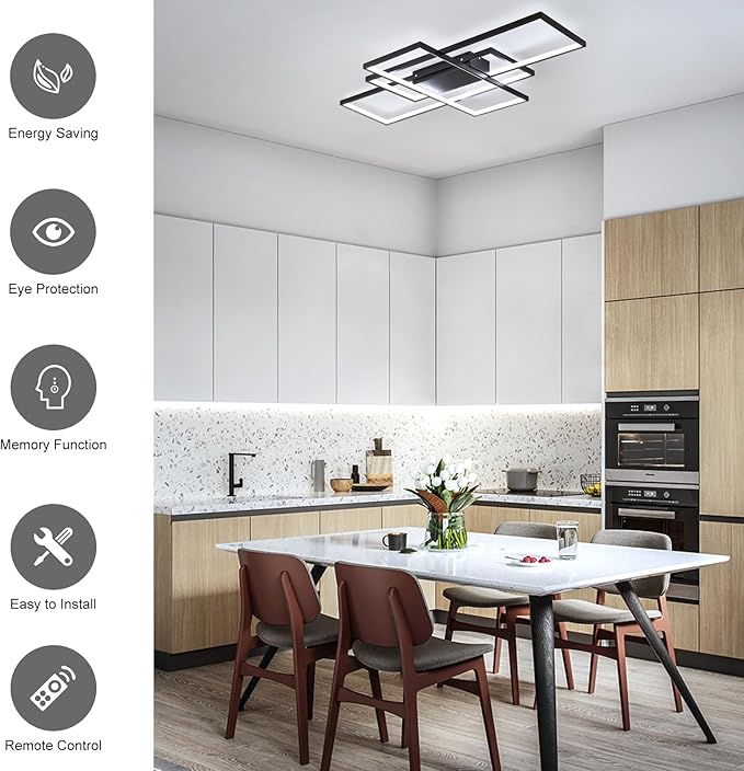 GEADI Large Modern LED Ceiling Light, 35.4" Dimmable Flush Mount Ceiling Lights - Image 2