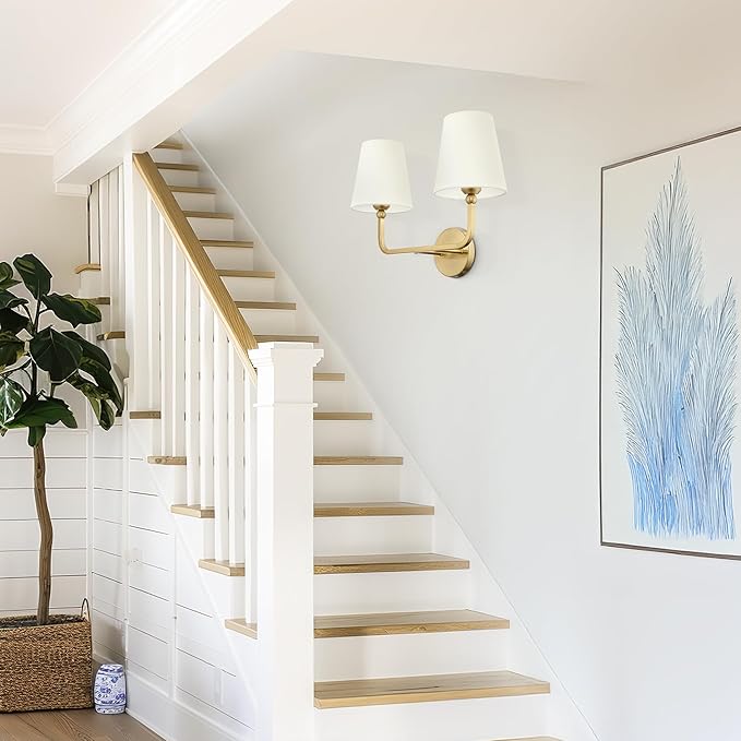2 Light Bathroom Light Fixtures, Brushed Gold Vanity Lights, Double Wall Sconce - Image 4