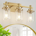 3 Light Gold Bathroom Vanity Light Over Mirror, Brushed Brass Vanity Light by AIXIALIN