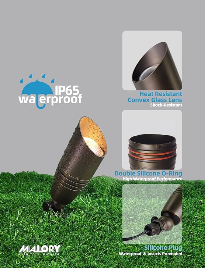 MALORY Brass Landscape Spotlights 6-Pack - Image 4