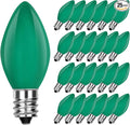 25PK C7 Green Light Bulbs Christmas Decorations Replacement Bulbs, C7 Ceramic by Doratale