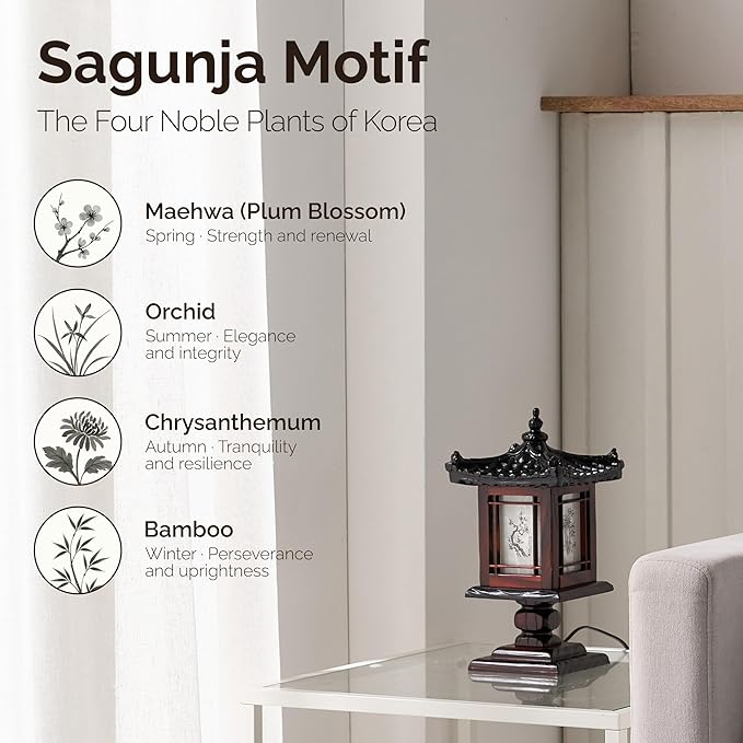 Traditional Korean Wood Lamp | Handmade Asian Oriental Table Lantern | Bedside - Image 4