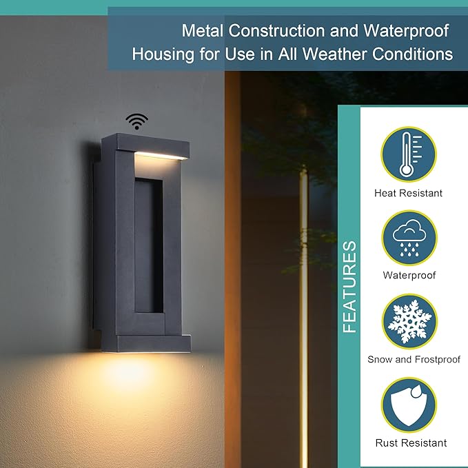 Dusk to Dawn Outdoor LED Wall Lights, Exterior Front Porch & Patio Light - Image 5
