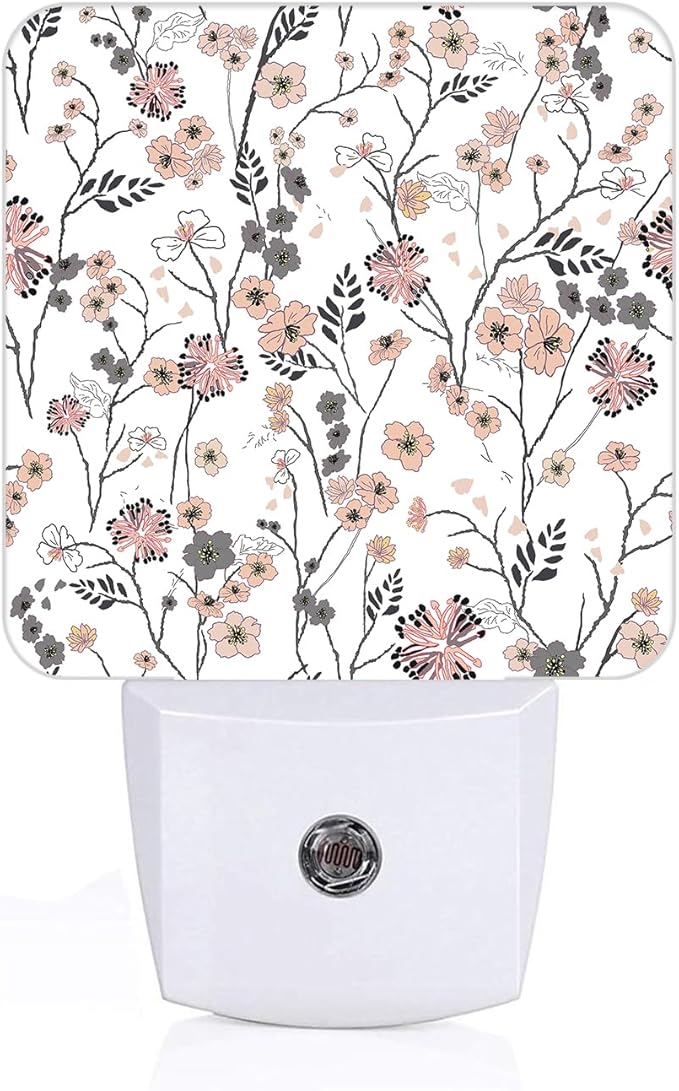 Vintage Peach Pink Floral Night Light, Plug Into Wall by Unknown