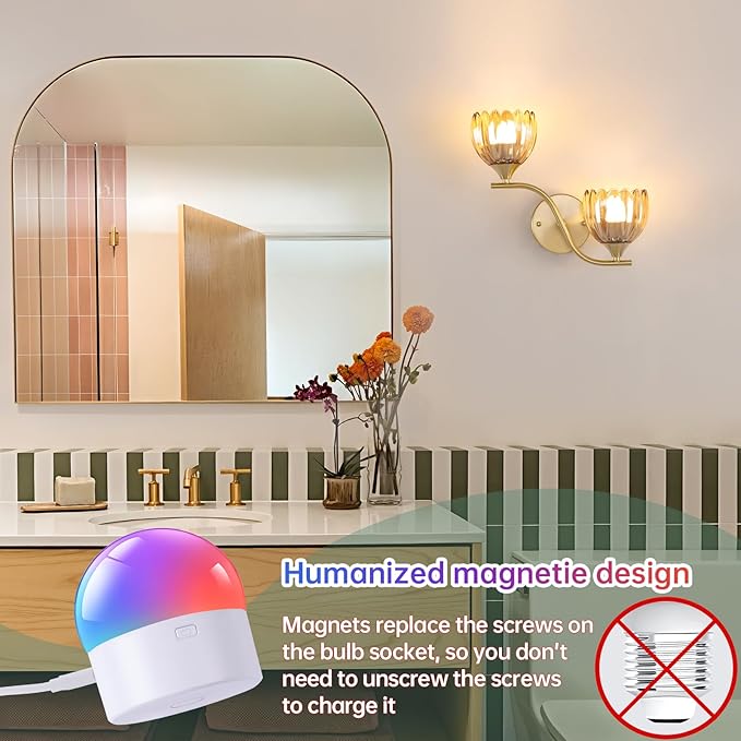 Battery Operated Wall Sconce, 2-Lights Vinatge Brass Wall Lighting - Image 6