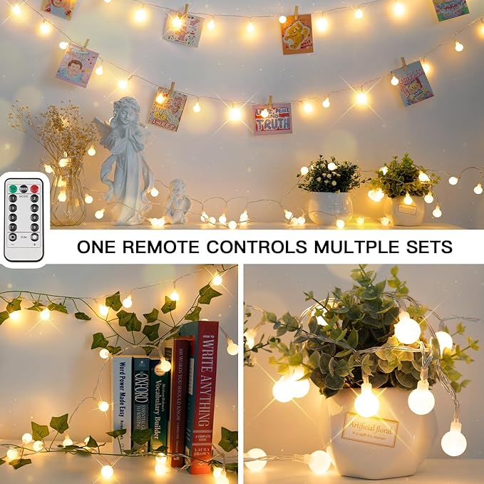 suddus Globe String Lights Bedroom, 50 Led Fairy Lights Plug in, Indoor String - Image 3