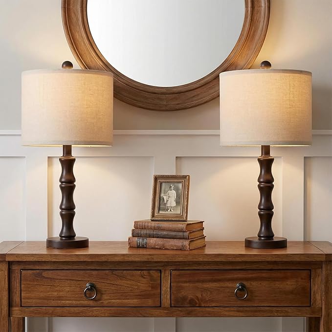 BOBOMOMO 20.5" Classic Table Lamps Set of 2, Farmhouse Nightstand Lamps by BOBOMOMO