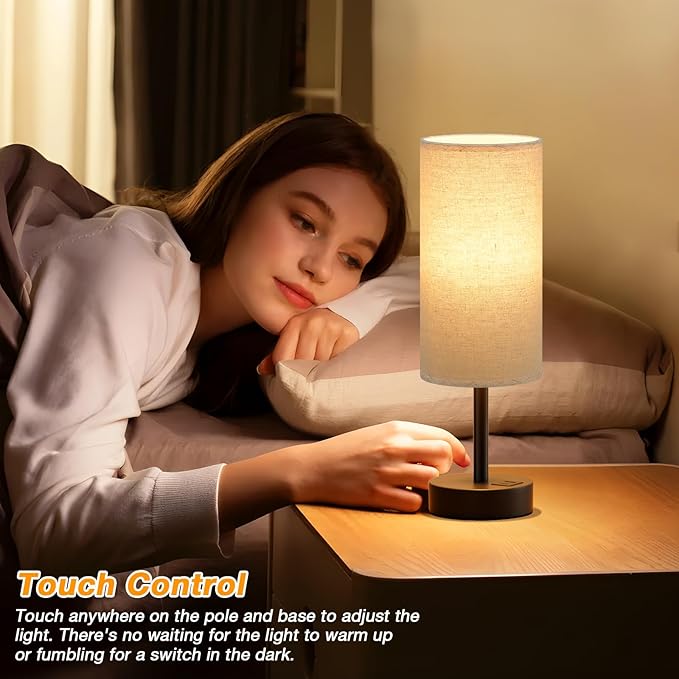 Dicoool Beige Touch Lamp for Bedroom - Image 2