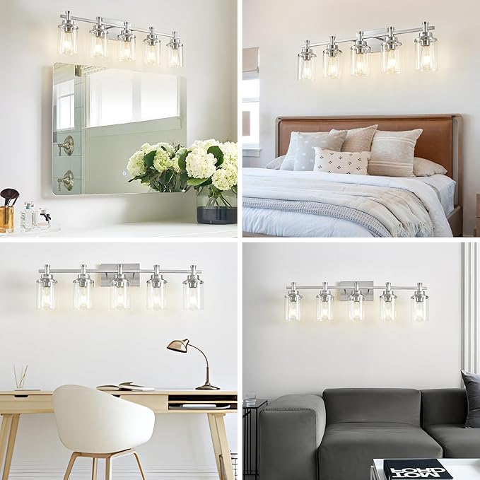 5 Lights Bathroom Light Fixtures, Brushed Nickel Vanity Light - Image 7