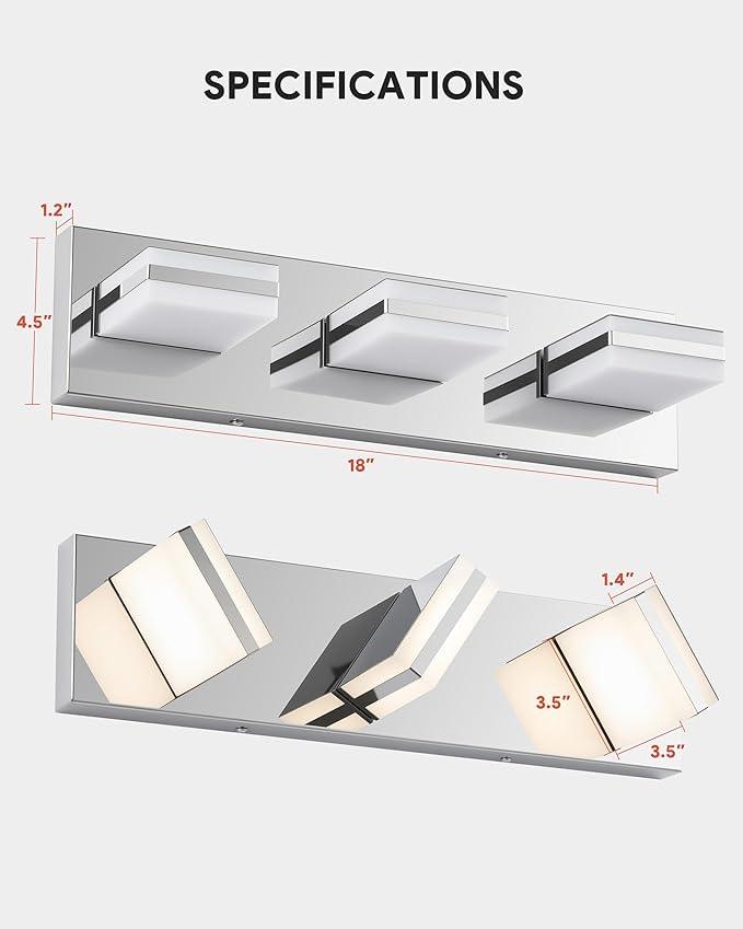 VONLUCE Bathroom Vanity Light Fixture, 3-Light Modern LED Vanity Lights - Image 6