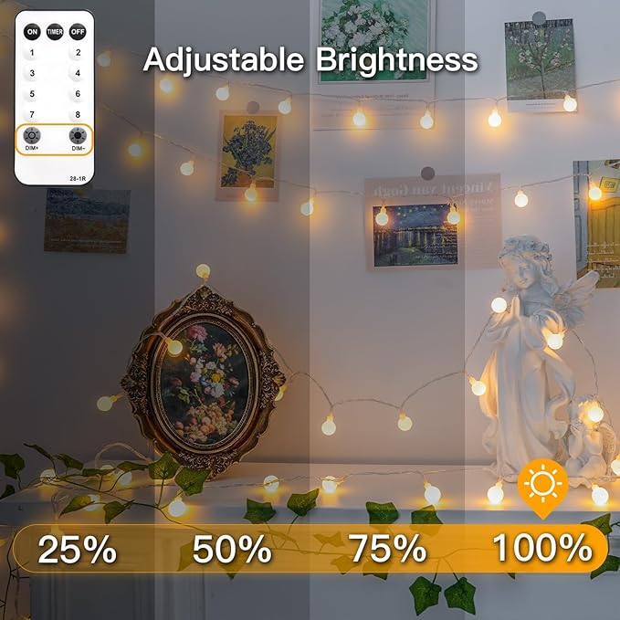 suddus String Lights for Bedroom, 33ft 100 Led Connectable Globe String Lights - Image 6