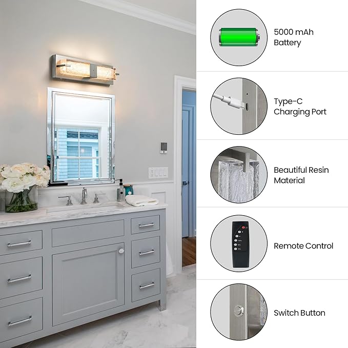 Battery Operated Resin Wall Sconce - Image 2