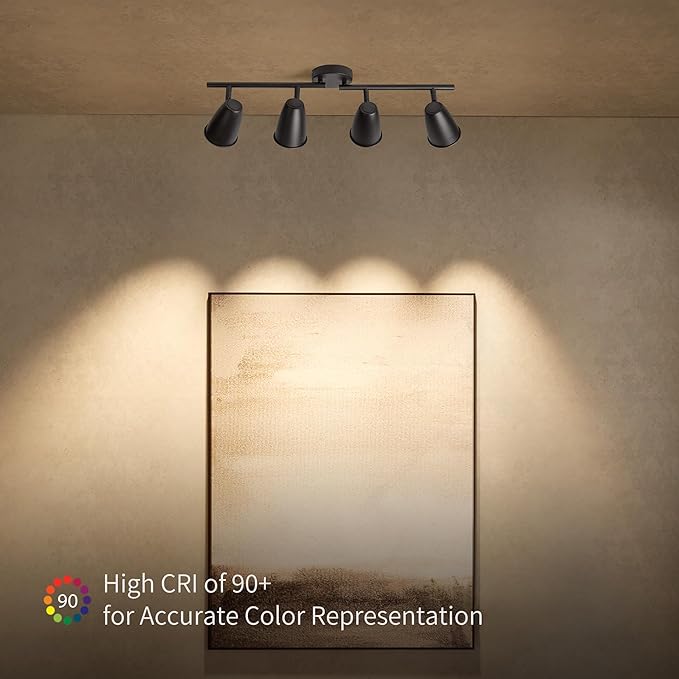 Aisilan LED 4-Light Track Lighting Fixtures Ceiling, Matte Black GU10 Track - Image 3