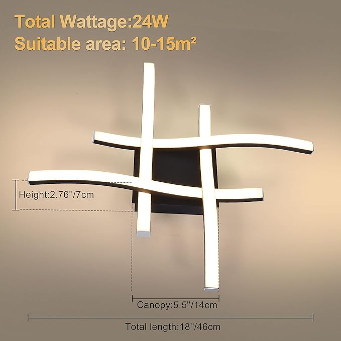 EDISLIVE Modern Dimmable LED Ceiling Light Curved 4-Light 18 in Minimalist - Image 4