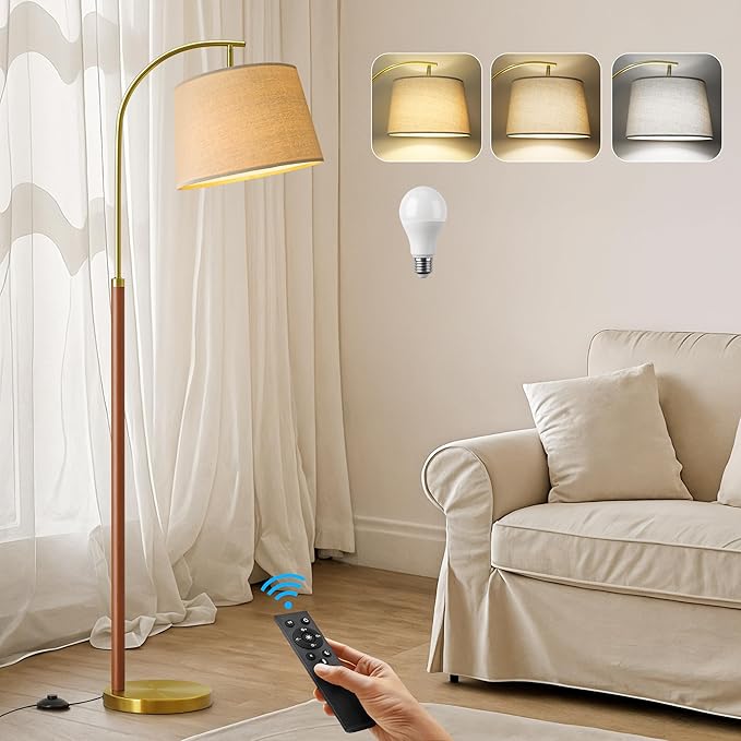 62.5" Gold Floor Lamp for Living Room Dimmable Standing Lamp by G-SAFAVA