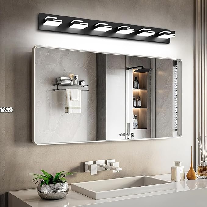LED Modern Bathroom Vanity Light Fixtures, 6-Light 40-inch Dimmable Matte Black - Image 6