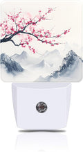 Cherry Blossom Tree Night Light, Japanese Mountains Plug-in Nightlight by FOISIIAEA