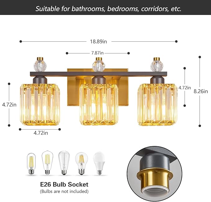 3-Light Modern Crystal Vanity Light - Image 5