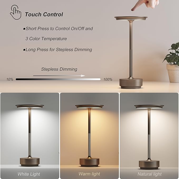 1 Pack Rechargeable Table Lamps Cordless, Portable 5000mAh Outdoor Table Light - Image 2