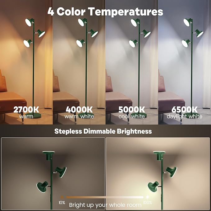 36W LED Tree Floor Lamp, Modern Dimmable Standing Lamp - Image 4