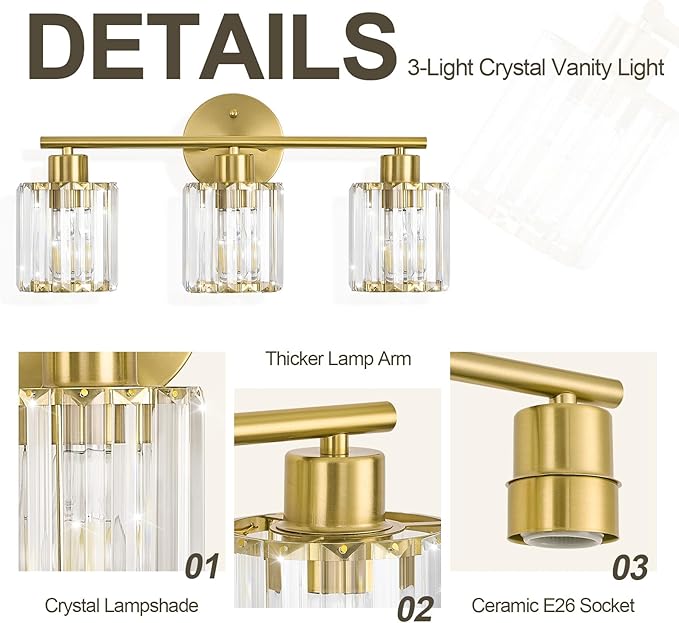 Crystal Bathroom Light Fixtures, Bathroom Lighting Fixtures Over Mirror - Image 8