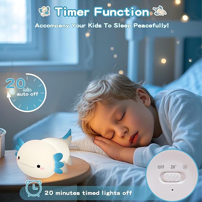 Axolotl Night Light, Cute Axolotl Lamp, Food Grade Silicone Nursery Nightlight - Image 3