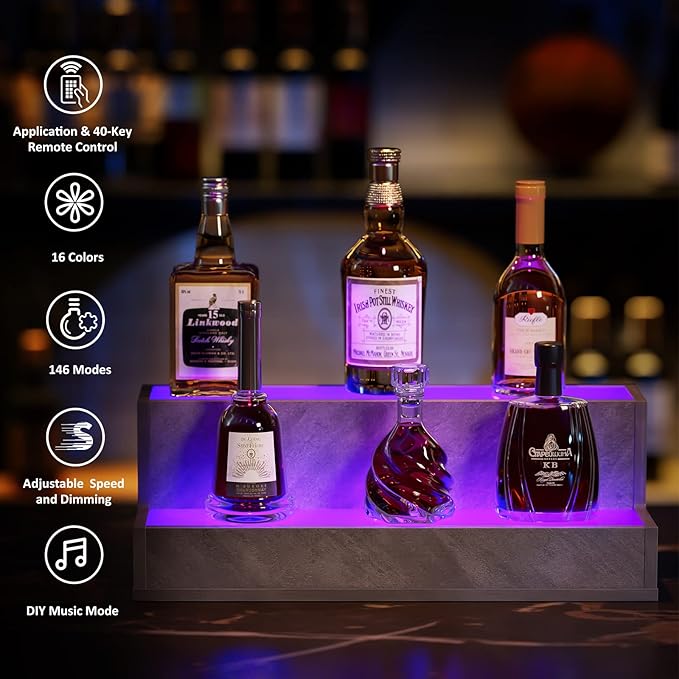 LED Lighted Bar Shelves, 20 Inch Bar Display Shelf, Liquor Bottle Display Shelf - Image 5