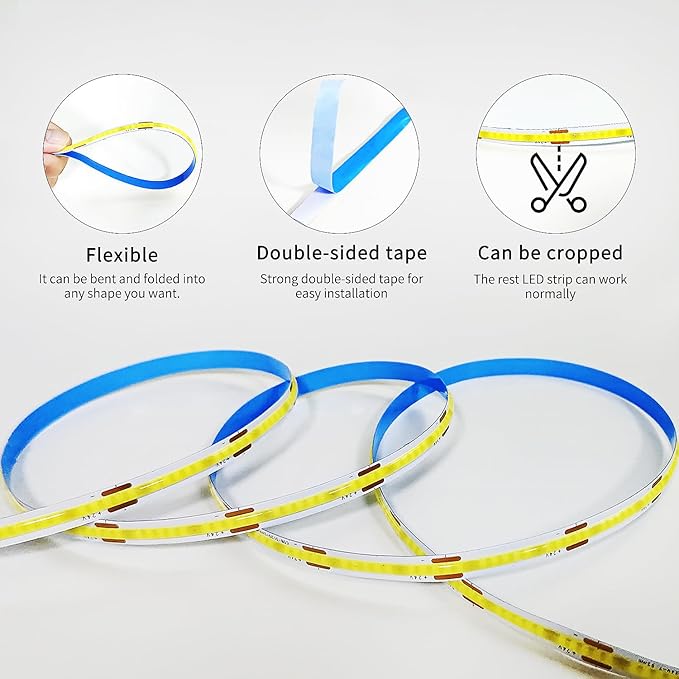 100ft COB LED Strip Lights DC 24V Dimmable 6000K White Flexible LED Tape Light - Image 6