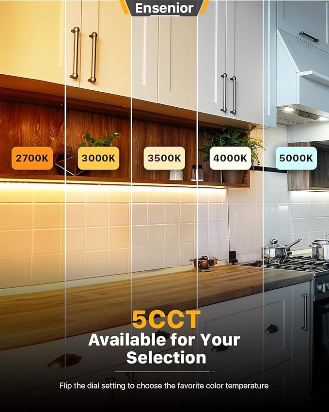 Ensenior 12 Inch LED Under Cabinet Lighting Hardwired or Plug-in Installation - Image 3