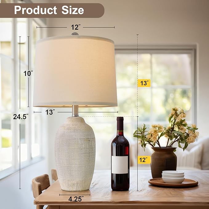 24 inch Vintage Ceramic Table Lamp - Image 3