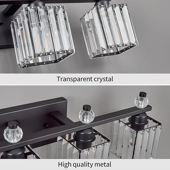Vanity Lights 4-Light Modern Crystal Vanity Light Sand Black Bathroom Light - Image 4