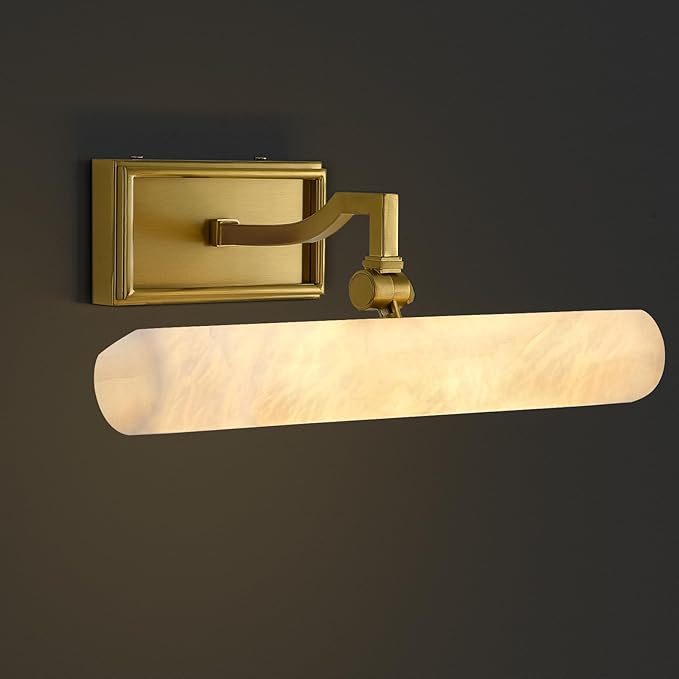 Alabaster Vanity Light, 12in Brass Bathroom Light Fixtures over Mirror by VarttyalHomeDecorativeLight