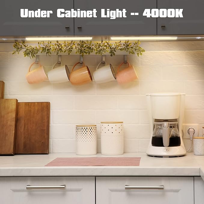 Under Cabinet Lights, 12 Inch Dimmable LED Under Cabinet Lighting, Natural - Image 2