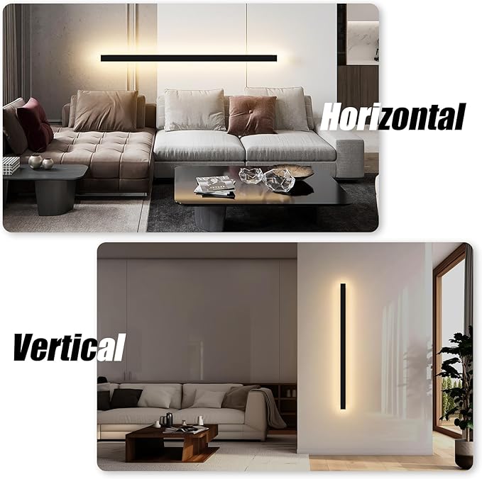 2 Pack 56.3inch Long Outdoor LED Wall Lights 45W Black 3000K Warm White Porch - Image 8