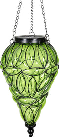 Solar Hanging Lantern Outdoor Garden Lights, Tear-Shaped Glass and Metal by Unknown