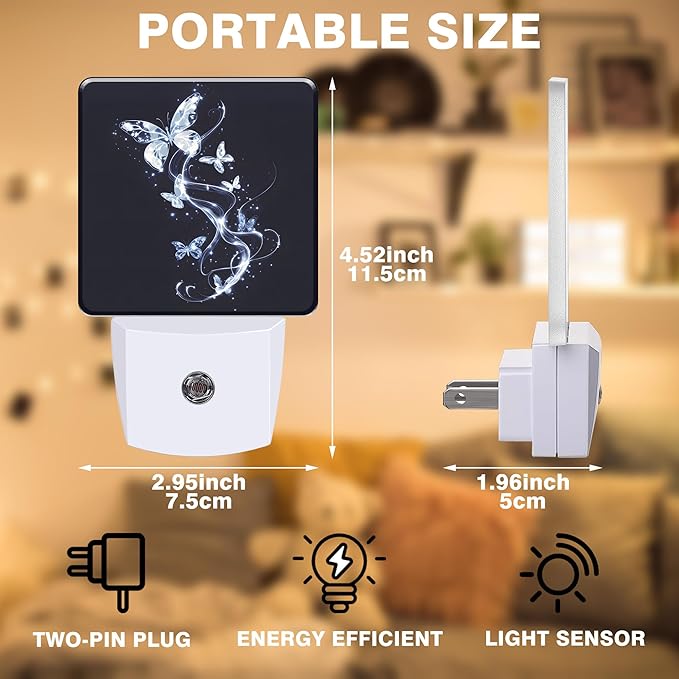 Night Light Glowing Butterflies Night Lights Plug into Wall Smart Dusk to Dawn - Image 2
