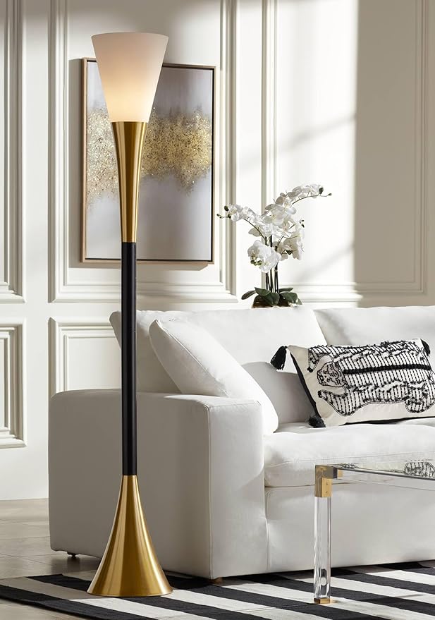 Possini Euro Design Piazza Mid Century Modern Glam Style Torchiere Floor Lamp by PossiniEuroDesignbyLampsPlus
