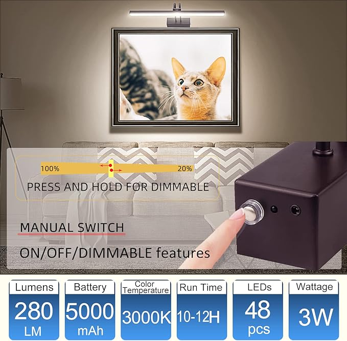 FUNCHDAY Picture Light Wireless, Rechargeable Battery Operated Painting Light - Image 5