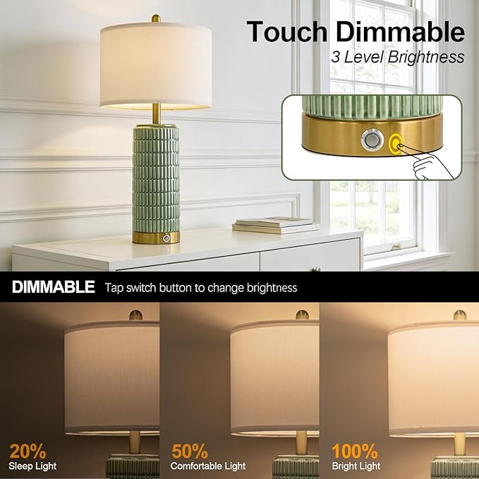 PoKat 25'' Bedside Table Lamps Set of 2 - Image 2