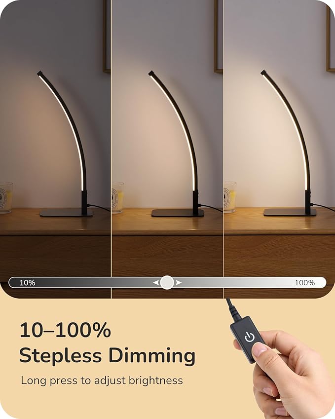 EDISHINE Curved LED Table Lamp, Modern Bedside Lamp - Image 5
