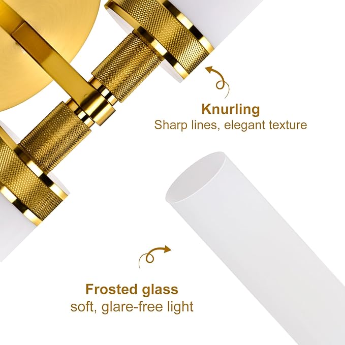 LaLuLa Gold Bathroom Vanity Light Fixtures – 2-Light Hardwired Wall Sconces - Image 9