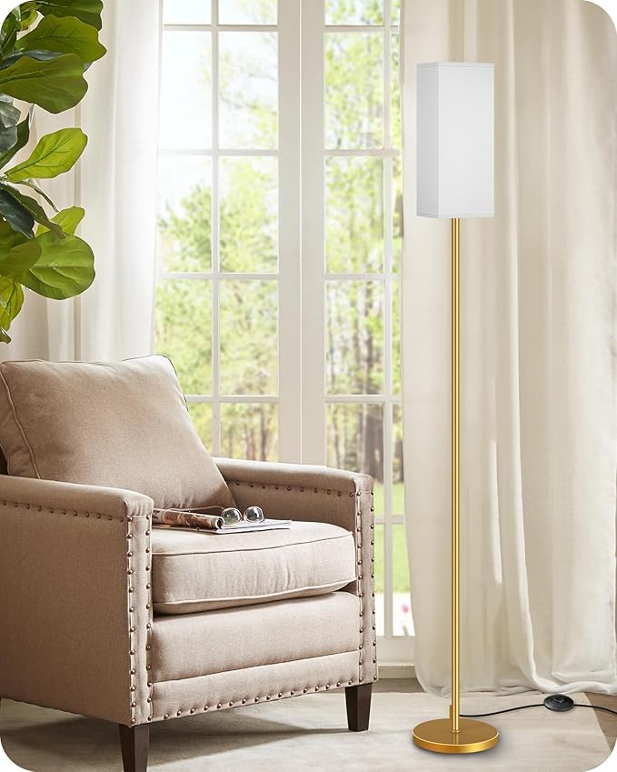 Floor Lamp, Pole with Foot Switch, Modern Standing Lamp Lampshade, Minimalist - Image 9