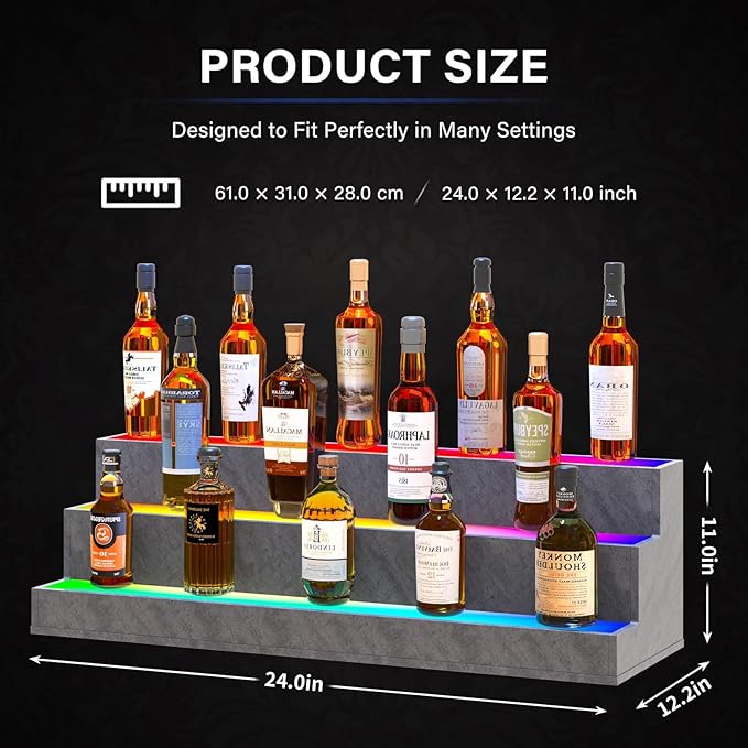LED Lighted Liquor Bottle Display Shelf, 24 Inch Bar Display Shelf, DIY - Image 2