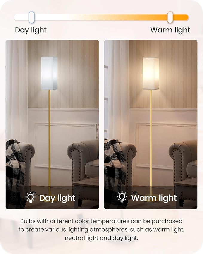 Floor Lamp, Pole with Foot Switch, Modern Standing Lamp Lampshade, Minimalist - Image 5