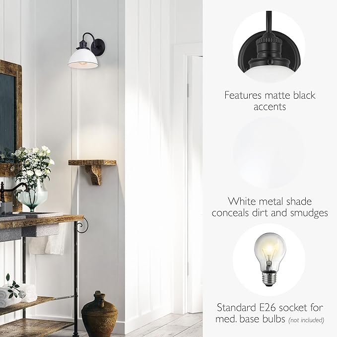 Design House Savannah Rustic Farmhouse Wall Light, Matte Black, 8 in x 9.5 in x - Image 4