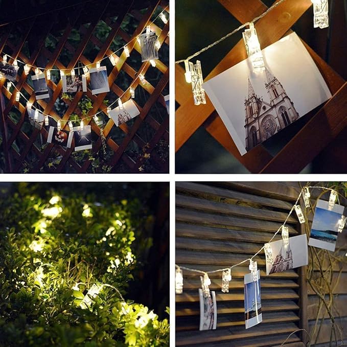 Dopheuor LED Photo Clip Copper String Lights Starry Fairy Warm White Lights - Image 4