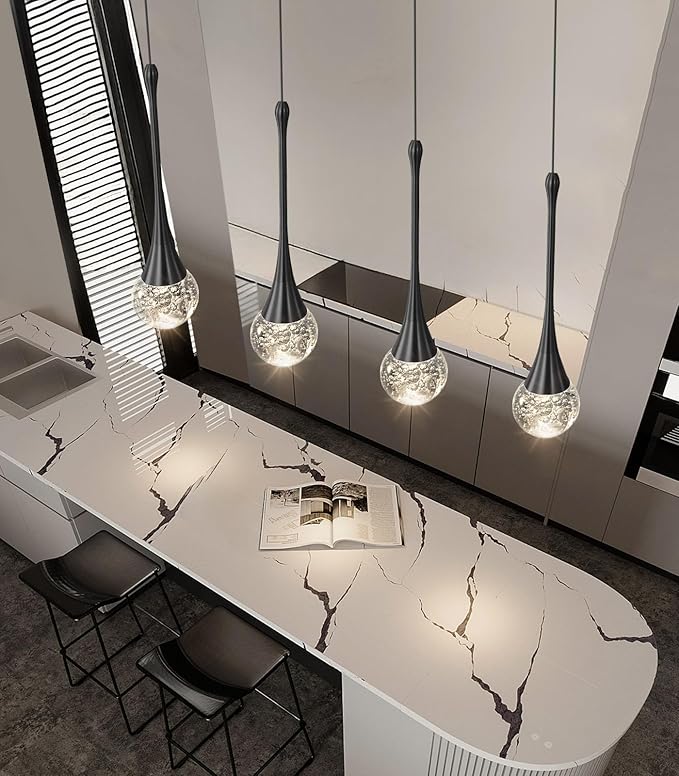 4-Lights Modern Pendant Lights for Kitchen Island LED Dimmable Crystal Glam - Image 6